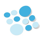Baby blue and ice blue polka dot wall decals in various sizes.