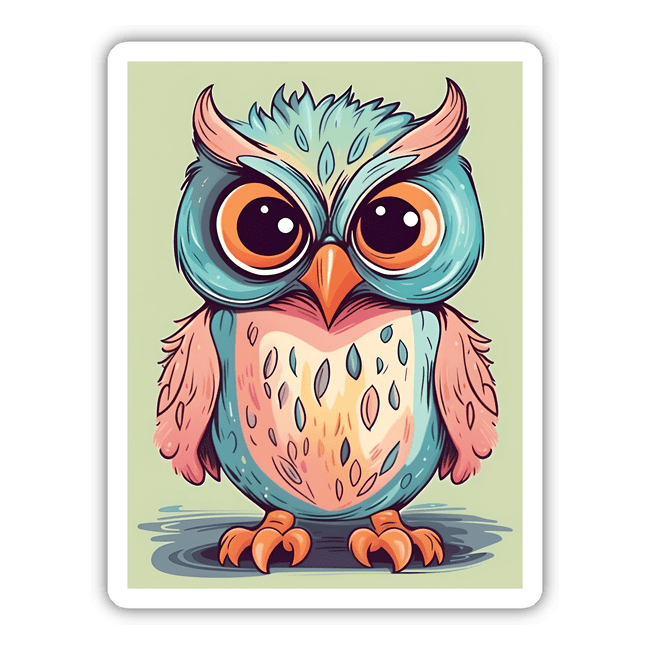 Adorable angry owl digital artwork with vibrant colors and large expressive eyes