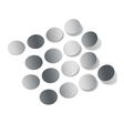 Metallic silver polka dot circles wall decals, various sized circular shapes in gray and white tones, decorative vinyl wall art