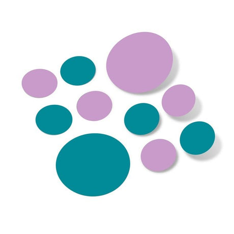 Turquoise / Lilac Polka Dot Circles Wall Decals