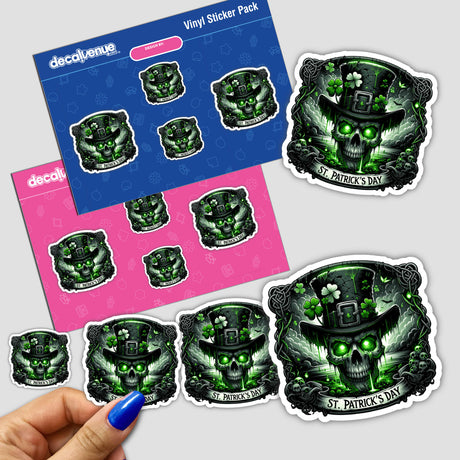 Emerald-Eyed Skull with Shamrock Hat St. Patrick's Day Vinyl Stickers from Decal Venue