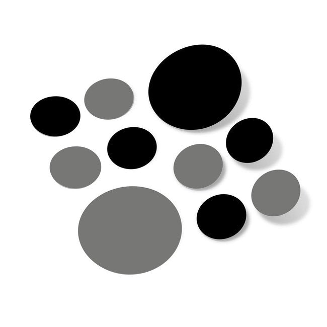 Black / Grey Polka Dot Circles Wall Decals
