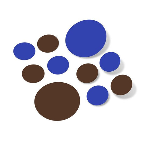 Blue / Chocolate Brown Polka Dot Circles Wall Decals