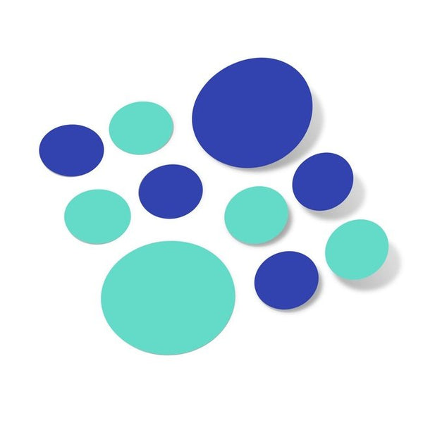 Blue / Mint Green Polka Dot Circles Wall Decals
