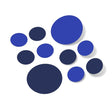 Blue and navy blue polka dot wall decals in various sizes.