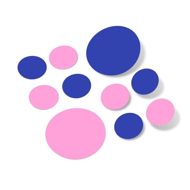 Blue / Pink Polka Dot Circles Wall Decals