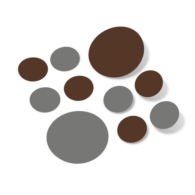 Grey / Chocolate Brown Polka Dot Circles Wall Decals