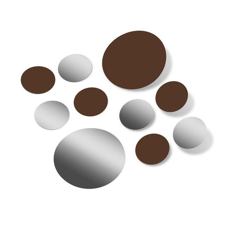 Metallic Silver / Chocolate Brown Polka Dot Circles Wall Decals