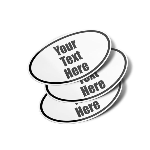 Personalized Oval Vinyl Bumper Stickers - Your Custom Text
