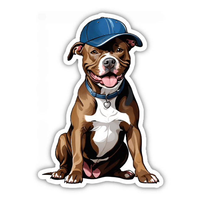 Pitbull Wearing Baseball Cap