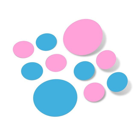 Pink / Ice Blue Polka Dot Circles Wall Decals