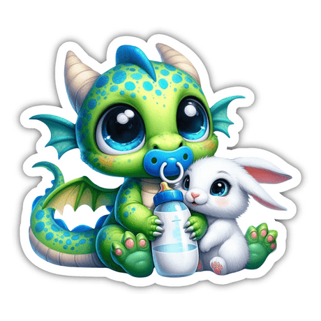 Baby Dragon with rabbit