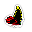 BLACK BUTTERFLY WITH YELLOW SPOTS AND RED SPOTS