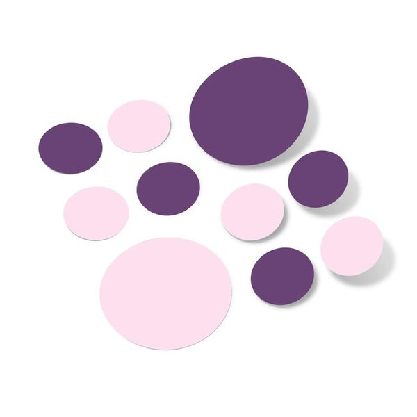 Baby Pink / Purple Polka Dot Circles Wall Decals