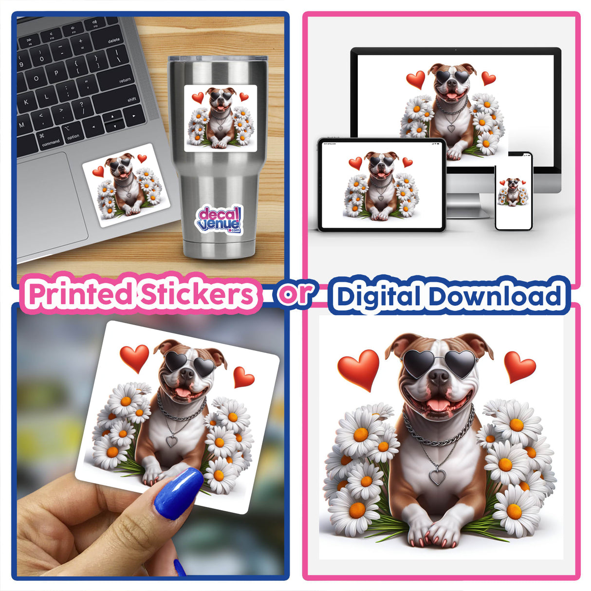 Daisies and Hearts Pitbull