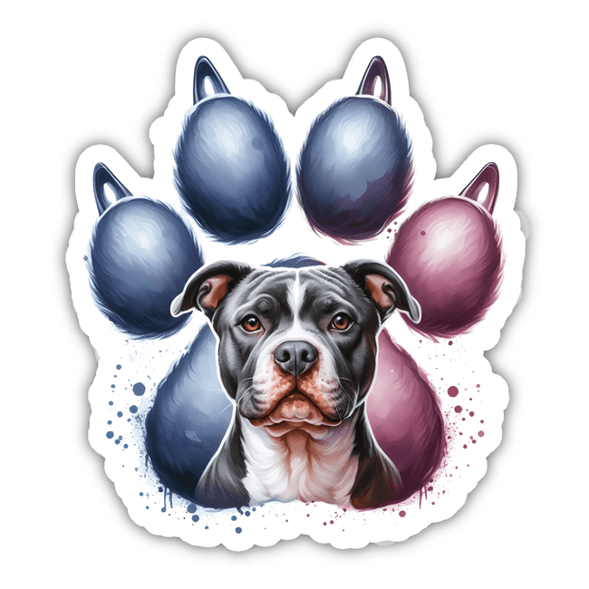 Pink and Blue Pitbull Pawprint