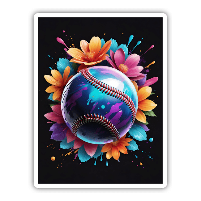 Baseball Floral Paint Splash