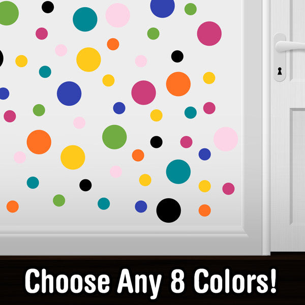 Custom 8 Color Combo - 2" and 4" inch Polka Dot Circles Wall Decals | Create Your Own Set | DecalVenue.com