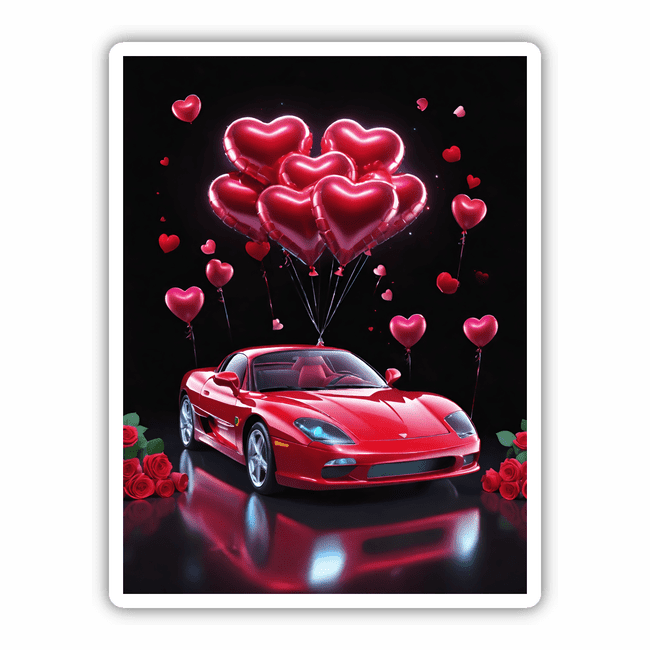 Candy Red Sports Car Heart Balloons