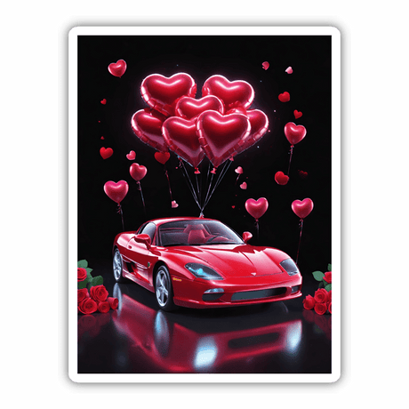Candy Red Sports Car Heart Balloons