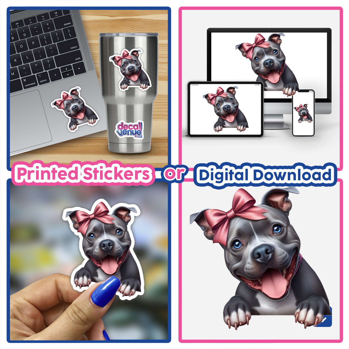 Peeking Pitbull Pink Bow