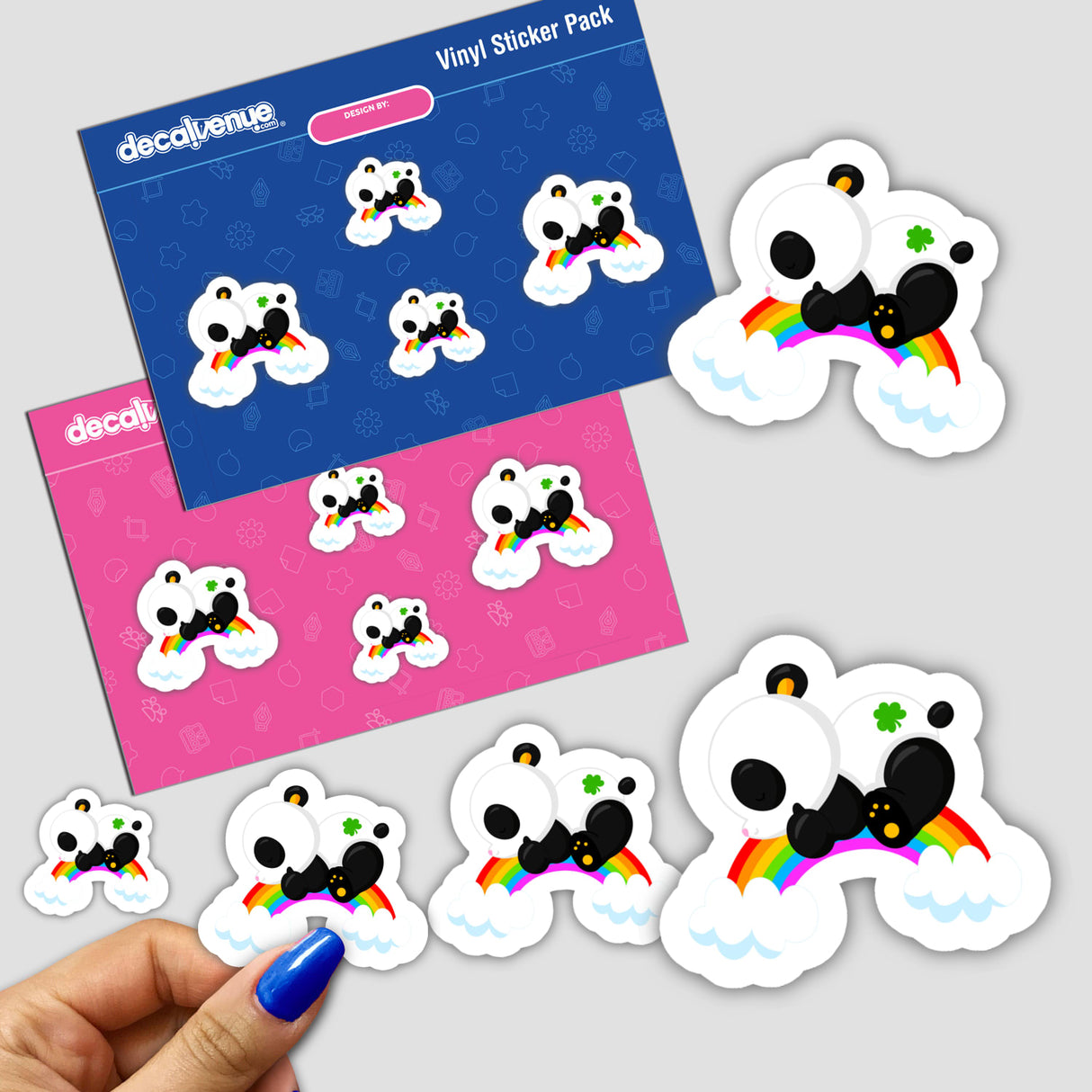 St Patrick's Day Panda on Rainbow Sticker