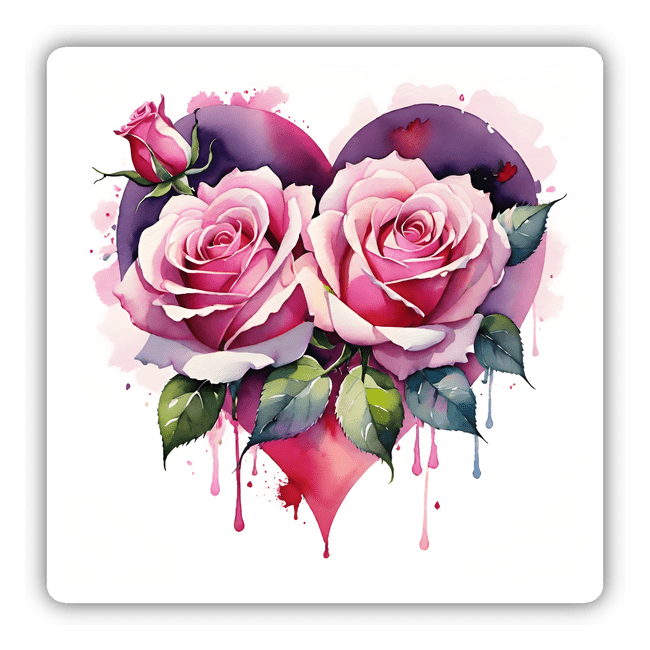 Watercolor Heart Roses
