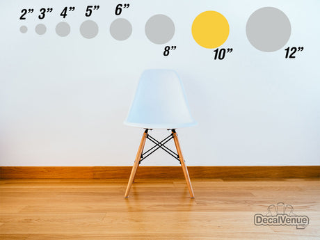 Modern minimalist chair with white seat and wooden legs set against a plain white wall with size measurements.