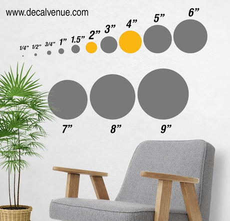 Metallic Silver / Orange Polka Dot Circles Wall Decals