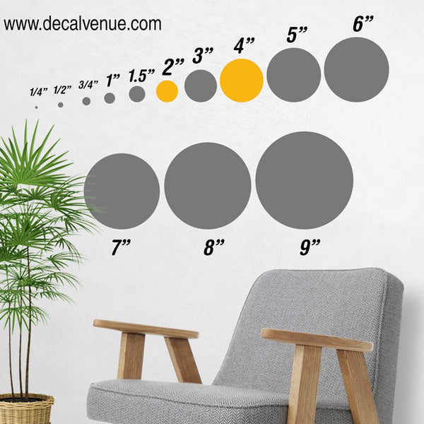 Metallic Silver / Yellow Polka Dot Circles Wall Decals | Polka Dot Circles | DecalVenue.com