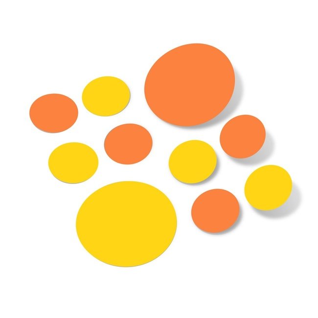 Orange / Yellow Polka Dot Circles Wall Decals