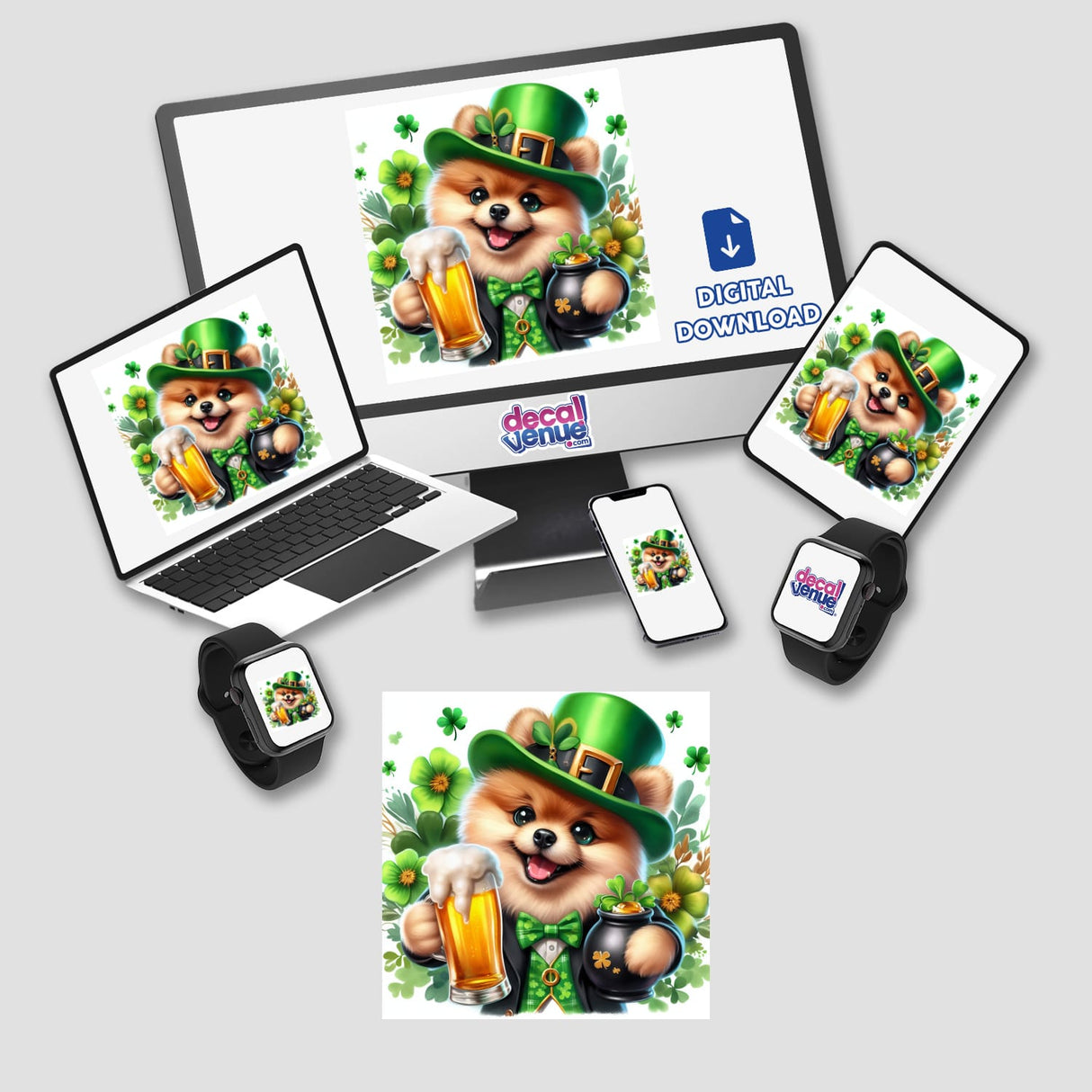 St Patricks Day Pomeranian Pot O' Gold