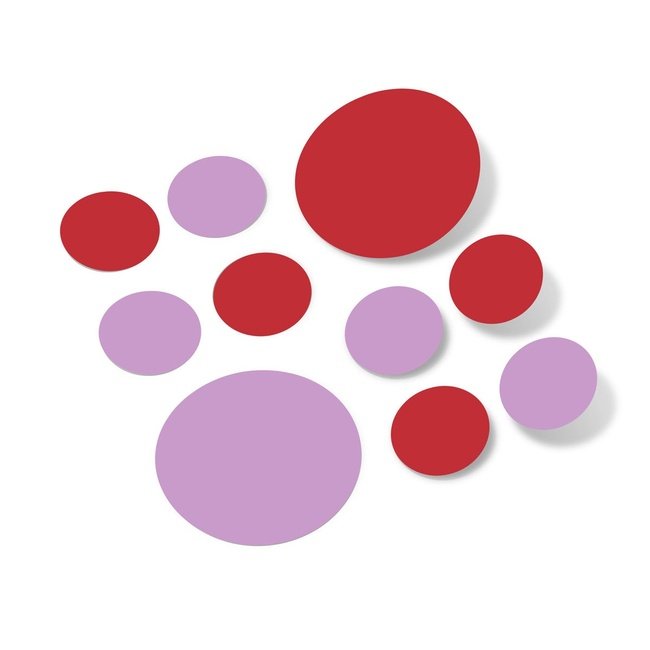 Red / Lilac Polka Dot Circles Wall Decals