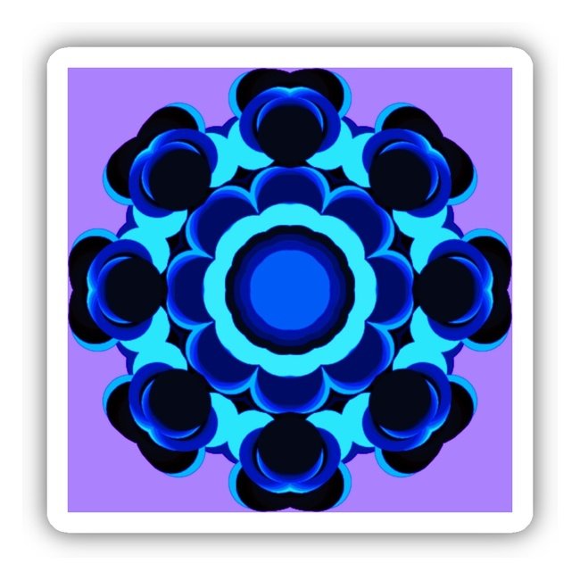 Centered Mandala Design w/Blue Middle + Purple Background ~ 2.13.24.1