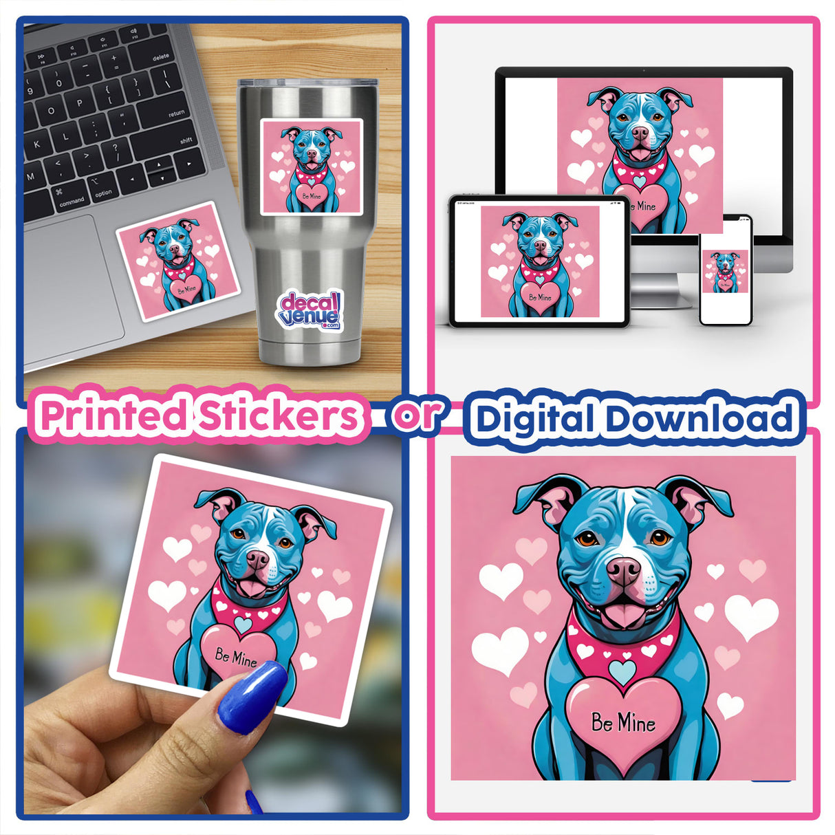 Be Mine Blue Pitbull Hearts