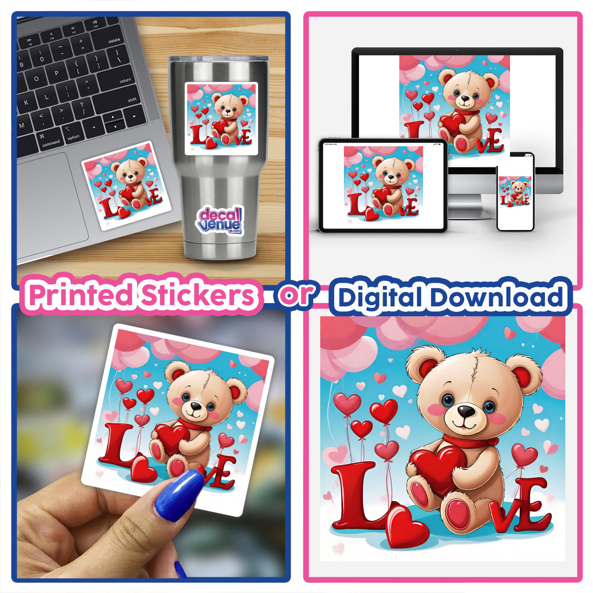 Teddy Bear Love Hearts