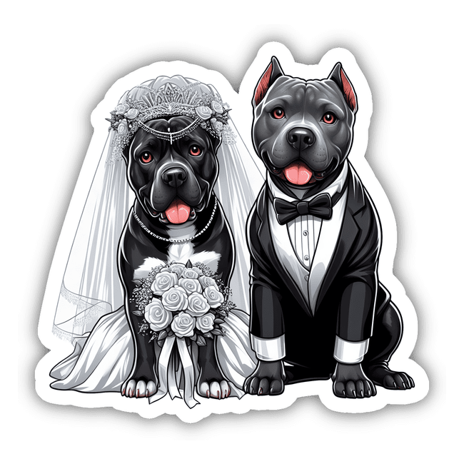 Bride and Groom Pitbulls