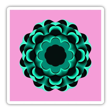 Green-ish Centered Mandala Design with a Pink-ish Background ~ 3.4.24.1