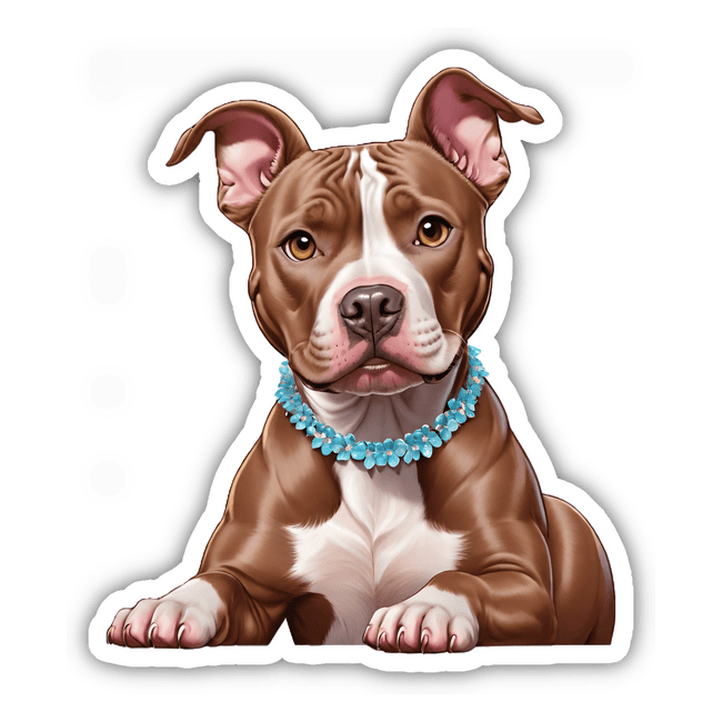 Pitbull with Floral Collar