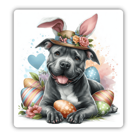 Pitbull Bunny w/ Floral Easter Hat