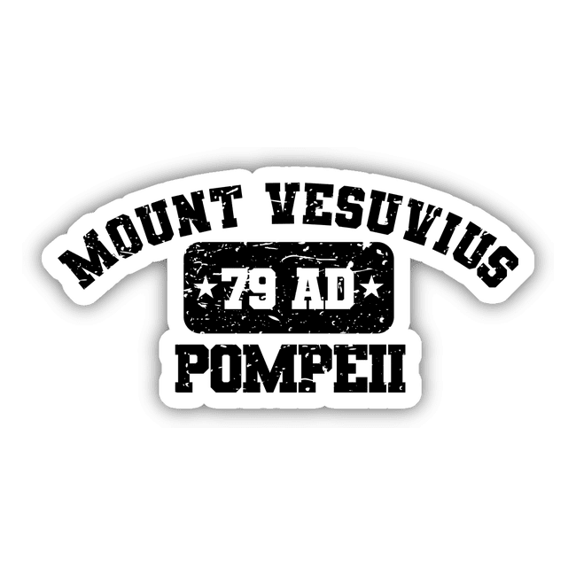 Mount Vesuvius - Distressed Old School Athletic logo featuring a white star on a black background, available as stickers at Decal Venue.