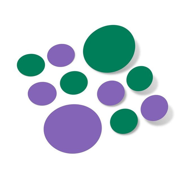 Lavender / Green Polka Dot Circles Wall Decals