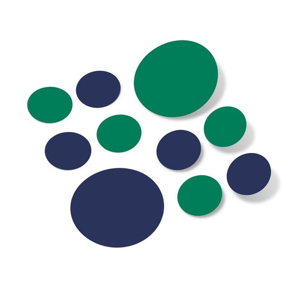 Navy Blue / Green Polka Dot Circles Wall Decals