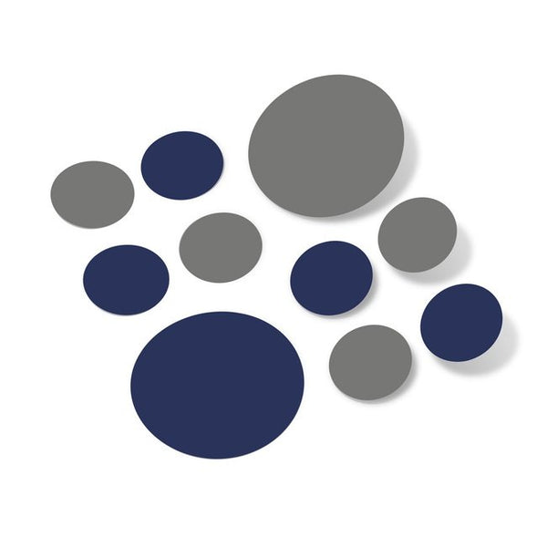 Grey / Navy Blue Polka Dot Circles Wall Decals