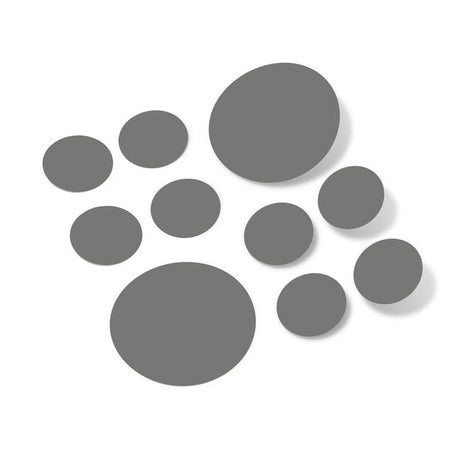 Grey polka dot circles wall decals made from premium vinyl.