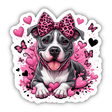 Pink Leopard Bow, Butterflies, Hearts Pitbull
