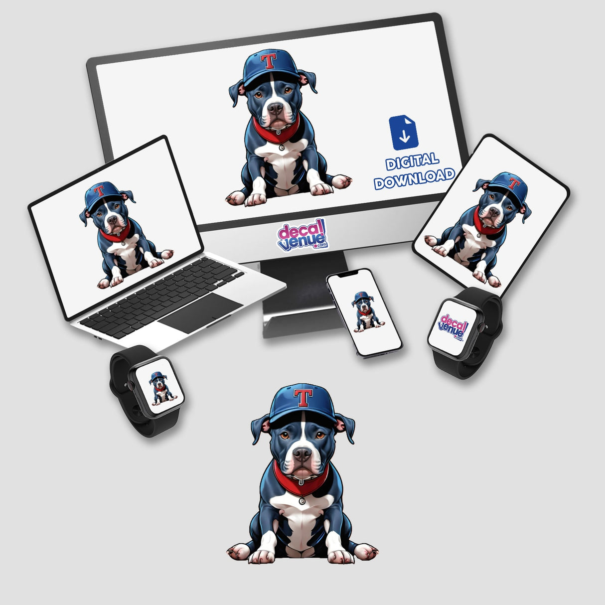 Pitbull w/ T Initial on Baseball Cap