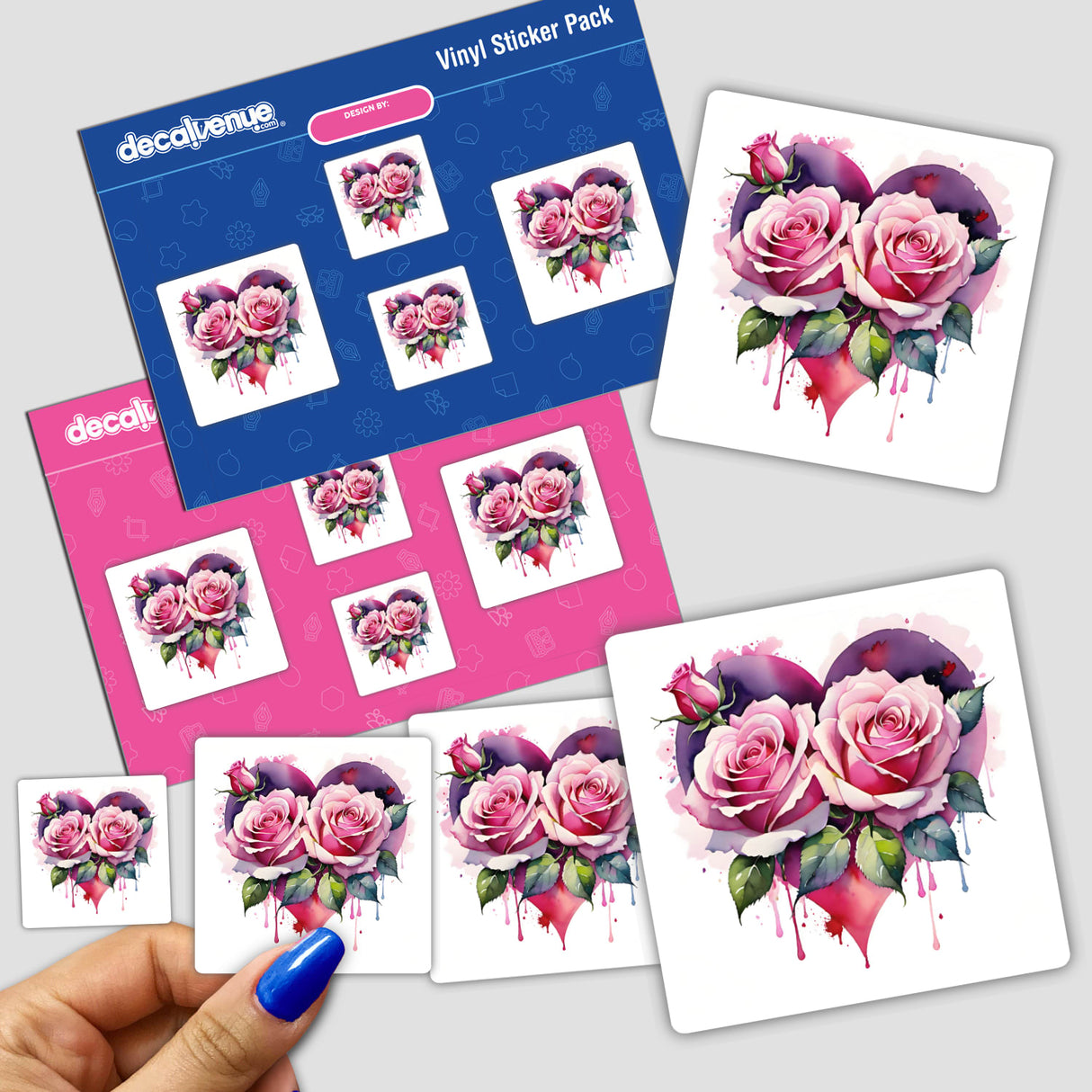 Watercolor Heart Roses