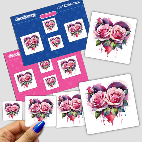 Watercolor Heart Roses