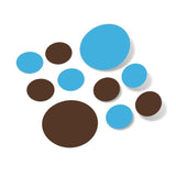 Chocolate Brown / Ice Blue Polka Dot Circles Wall Decals